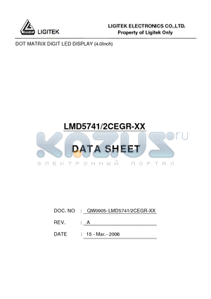 LMD5741-2CEGR-XX datasheet - DOT MATRIX DIGIT LED DISPLAY (4.0Inch)