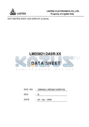 LMD5821-2ASR-XX datasheet - DOT MATRIX DIGIT LED DISPLAY (2.3Inch)