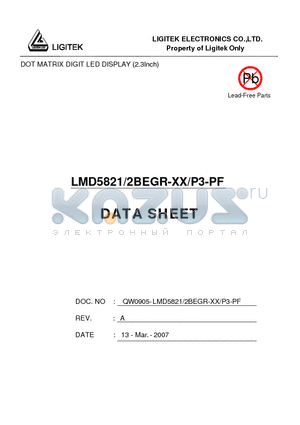 LMD5821-2BEGR-XX datasheet - DOT MATRIX DIGIT LED DISPLAY (2.3Inch)