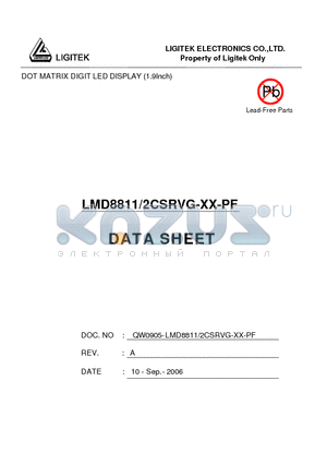 LMD8811-2CSRVG-XX-PF datasheet - DOT MATRIX DIGIT LED DISPLAY (1.9Inch)