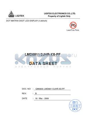 LMD8811-2JHR-XX-PF datasheet - DOT MATRIX DIGIT LED DISPLAY (1.84Inch)