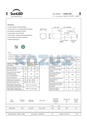 LMDG12W datasheet - T-1 3/4 (5mm) SOLID STATE LAMP