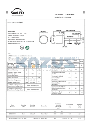 LMDG81W datasheet - 8mm ROUND LED LAMP