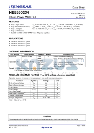 NE5550234-T1 datasheet - Silicon Power MOS FET