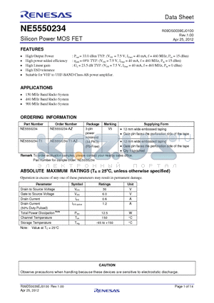 NE5550234 datasheet - Silicon Power MOS FET