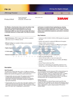 PM-36 datasheet - JPEG Image Processor