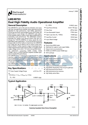 LME49723 datasheet - Dual High Fidelity Audio Operational Amplifier