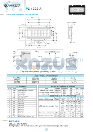 PC1202 datasheet - OUTLINE DIMENSION & BLOCK DIAGRAM