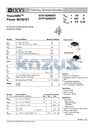 IXTP182N055T datasheet - TrenchMV Power MOSFET