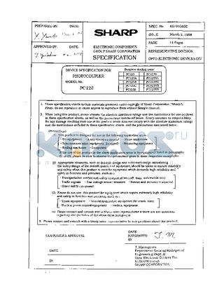 PC123A datasheet - DEVICE SPECIFICATION FOR PHOTOCOUPLER