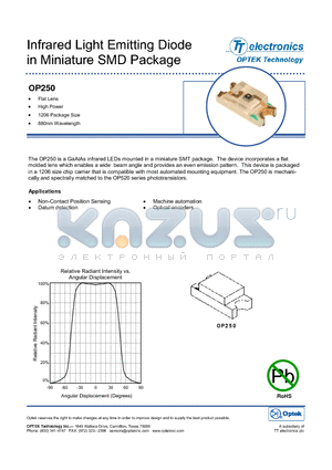 OP250 datasheet - Infrared Light Emitting Diode