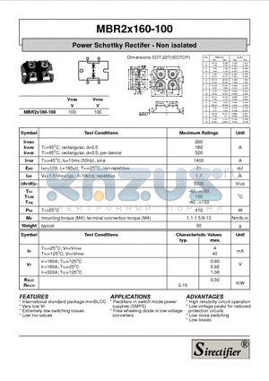 MBR2X160-100 datasheet - Power Schottky Rectifer - Non isolated