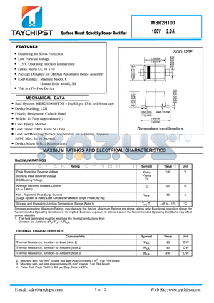 MBR2H100 datasheet - Surface Mount Schottky Power Rectifier