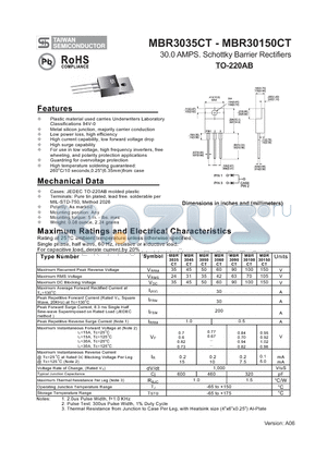 MBR30100CT datasheet - 30.0 AMPS. Schottky Barrier Rectifiers