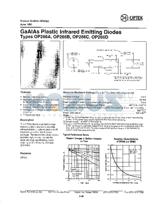 OP266C datasheet - GAAIAS PLASTIC INFRARED EMITTING DIODES