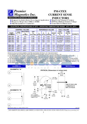 PM-CI01 datasheet - PM-CIXX CURRENT SENSE INDUCTORS