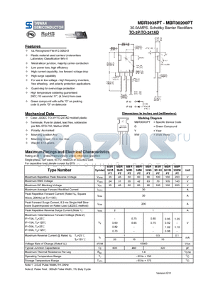 MBR30100PT datasheet - 30.0AMPS. Schottky Barrier Rectifiers