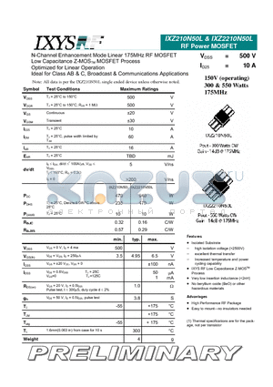 IXZ2210N50L datasheet - N-Channel Enhancement Mode Linear 175MHz RF MOSFET