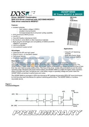 IXZ4DF18N50 datasheet - RF Power MOSFET & DRIVER