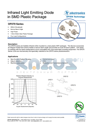 OP270 datasheet - Infrared Light Emitting Diode in SMD Plastic Package
