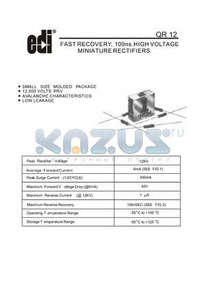 QR12 datasheet - FAST RECOVERY, 100ns.HIGH VOLTAGE