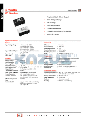 IZ1215SA datasheet - DC-DC Power Supplies