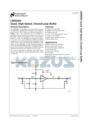 LMH6560MT datasheet - Quad, High-Speed, Closed-Loop Buffer