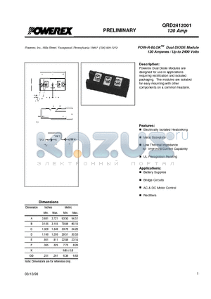 QRD2412001 datasheet - POW-R-BLOK Dual DIODE Module (120 Amperes / Up to 2400 Volts)