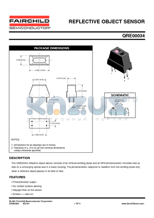 QRE00034 datasheet - REFLECTIVE OBJECT SENSOR