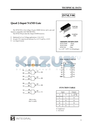 IZ74LV00 datasheet - Quad 2-Input NAND Gate