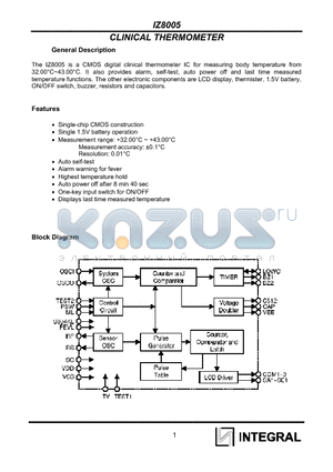 IZ8005 datasheet - CLINICAL THERMOMETER