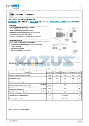QRT2003DC datasheet - SUPERFAST RECOVERY RECTIFIERS
