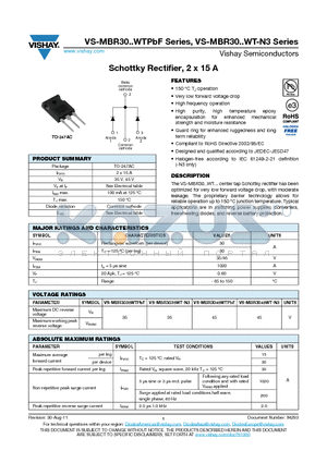 MBR3035WT-N3 datasheet - Schottky Rectifier, 2 x 15 A