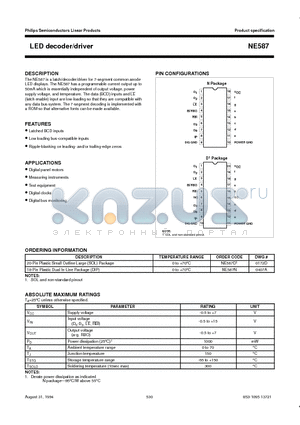 NE587D datasheet - LED decoder/driver