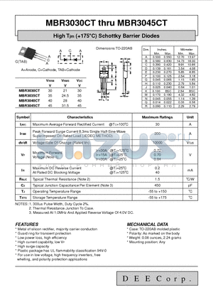 MBR3040CT datasheet - High Tjm Schottky Barrier Diodes