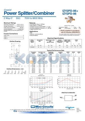 IZY2PD-86 datasheet - Power Splitter/Combiner