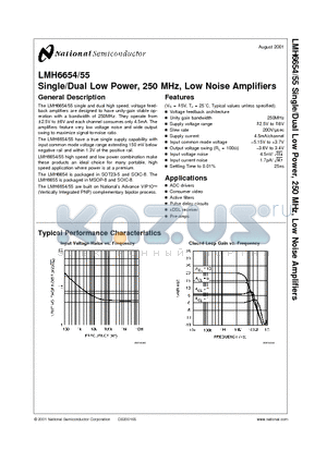 LMH6654MFX datasheet - Single/Dual Low Power, 250 MHz, Low Noise Amplifiers