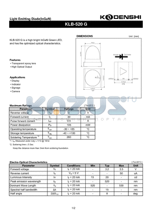 KLB-520G datasheet - Light Emitting Diode(InGaN)