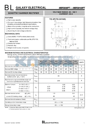 MBR3040PT datasheet - SCHOTTKY BARRIER RECTIFIER