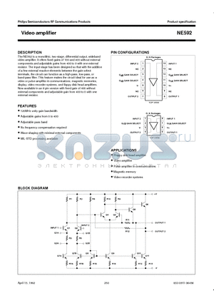 NE592N14 datasheet - Video amplifier