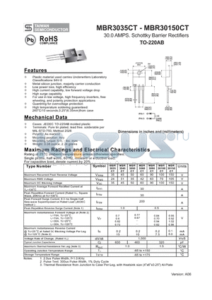 MBR3045CT datasheet - 30.0 AMPS. Schottky Barrier Rectifiers