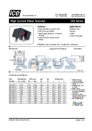 I02-182-1 datasheet - High Current Power Inductor