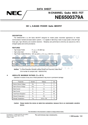 NE6500379 datasheet - 3W L, S-BAND POWER GaAs MESFET