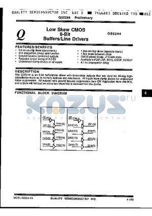 QS5244 datasheet - LOW SKEW CMOS 8-BIT BUFFERS / LINE DRIVERS