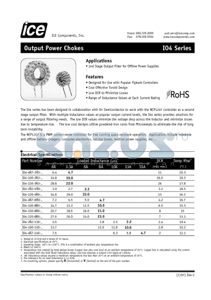 I04-100-130 datasheet - Output Power Chokes