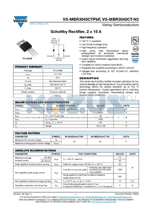 MBR3045CTPBF_12 datasheet - Schottky Rectifier, 2 x 15 A