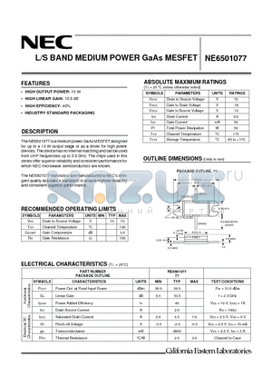 NE6501077_00 datasheet - L/S BAND MEDIUM POWER GaAs MESFET