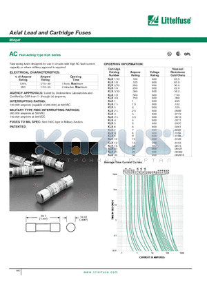 KLK1/4 datasheet - Axial Lead and Cartridge Fuses - Midget