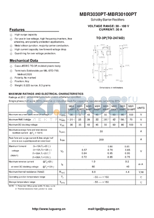 MBR3045PT datasheet - Schottky Barrier Rectifiers