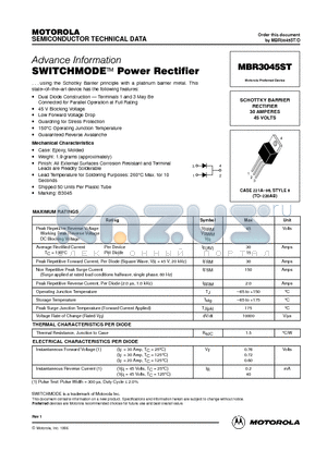 MBR3045ST datasheet - SWITCHMODE Power Rectifier
